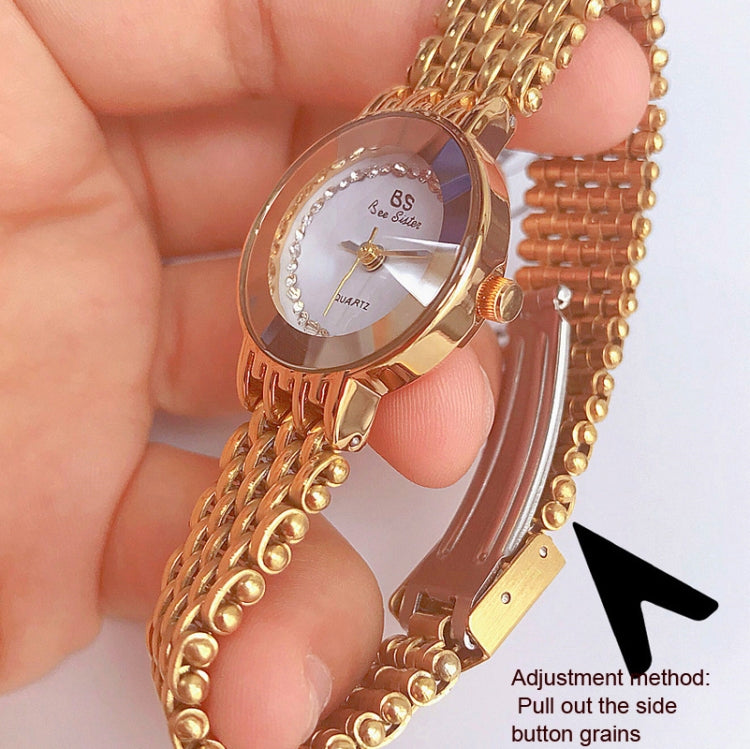 BS Bee Sister FA1197 Orologio semplice da donna con cinturino in acciaio inossidabile con quadrante quadrato, Silver, Gold