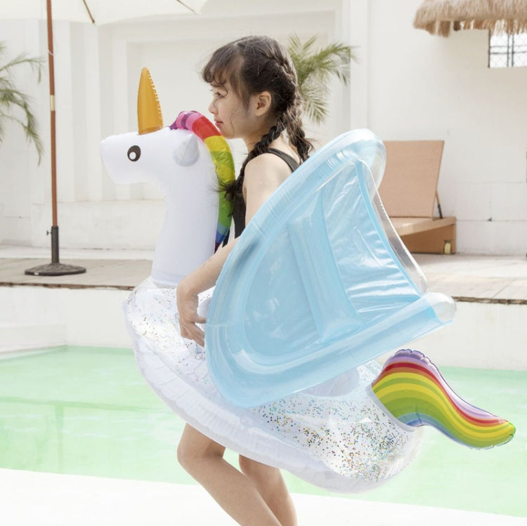 Salvagente gonfiabile per bambini con sedile galleggiante parasole, Swimming Ring With Awning( Unicorn), Swimming Ring With Awning(Flamingo)