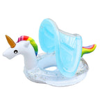 Salvagente gonfiabile per bambini con sedile galleggiante parasole, Swimming Ring With Awning( Unicorn), Swimming Ring With Awning(Flamingo)