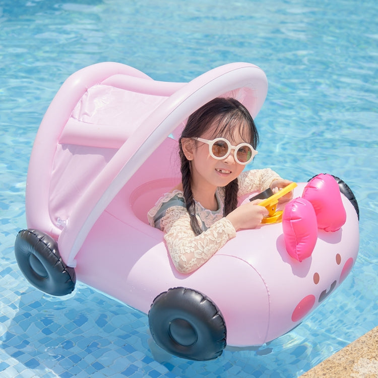 Parasole rimovibile a forma di auto Gonfiabile per piscina Galleggiante Anello per il nuoto Sedile galleggiante per bambini, Swimming Ring With Awning(Pink), Swimming Ring With Awning(Yellow)