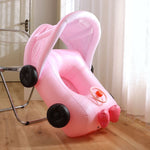 Parasole rimovibile a forma di auto Gonfiabile per piscina Galleggiante Anello per il nuoto Sedile galleggiante per bambini, Swimming Ring With Awning(Pink), Swimming Ring With Awning(Yellow)