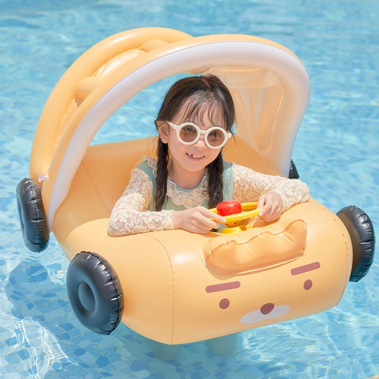 Parasole rimovibile a forma di auto Gonfiabile per piscina Galleggiante Anello per il nuoto Sedile galleggiante per bambini, Swimming Ring With Awning(Pink), Swimming Ring With Awning(Yellow)