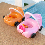 Parasole rimovibile a forma di auto Gonfiabile per piscina Galleggiante Anello per il nuoto Sedile galleggiante per bambini, Swimming Ring With Awning(Pink), Swimming Ring With Awning(Yellow)