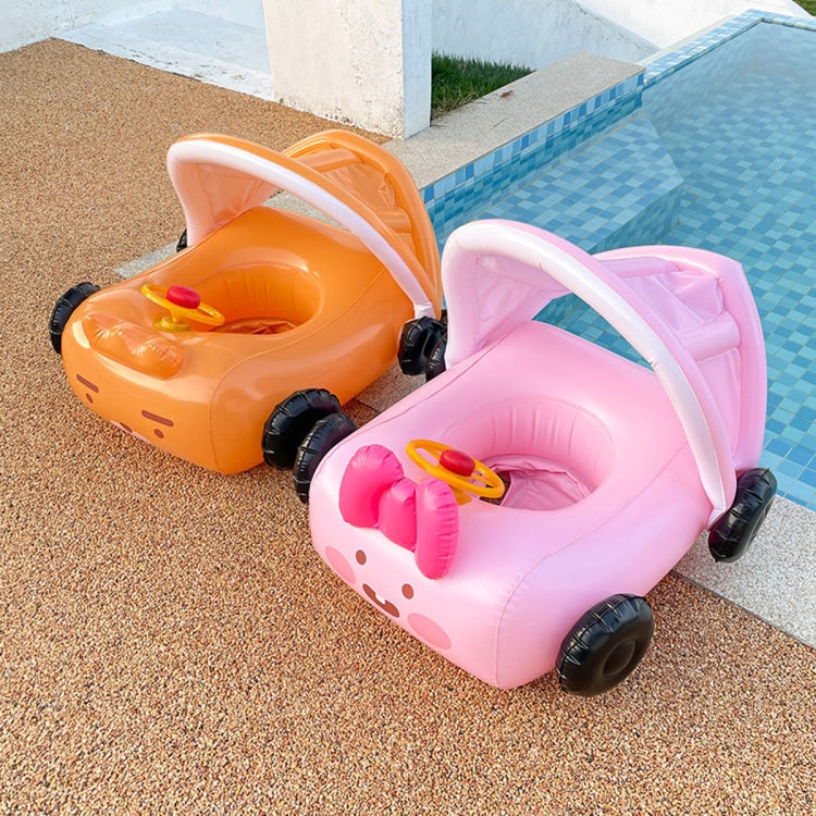 Parasole rimovibile a forma di auto Gonfiabile per piscina Galleggiante Anello per il nuoto Sedile galleggiante per bambini, Swimming Ring With Awning(Pink), Swimming Ring With Awning(Yellow)