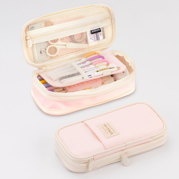 Angoo Macaron Astuccio per cancelleria retrattile a doppio strato di grande capacità, Pink, Green, Light Blue, Dark Blue, Purple