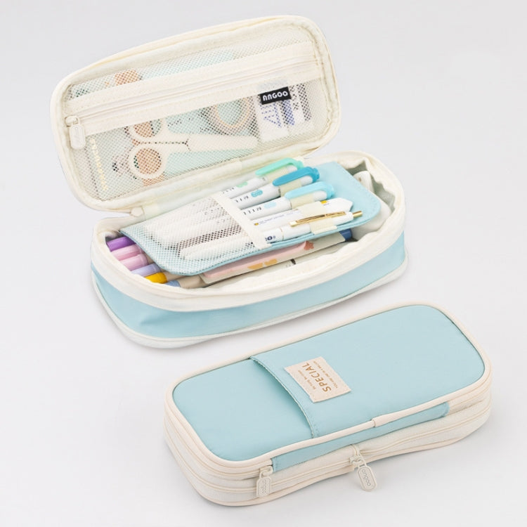 Angoo Macaron Astuccio per cancelleria retrattile a doppio strato di grande capacità, Pink, Green, Light Blue, Dark Blue, Purple