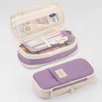 Angoo Macaron Astuccio per cancelleria retrattile a doppio strato di grande capacità, Pink, Green, Light Blue, Dark Blue, Purple