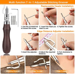Set di strumenti fai-da-te in pelle fatti a mano Set di strumenti per cucito artigianale, 29 In 1, 48 In 1