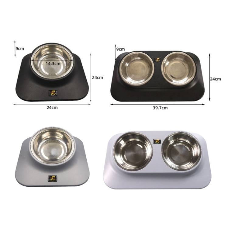 Pugga Pet Ciotola Antiscivolo in Acciaio Inossidabile Cat Dog Mangiatoia per Collo Inclinato, Stile:, Single Bowl Black, Single Bowl Silver Gray, Double Bowl Black, Double Bowl Silver Gray
