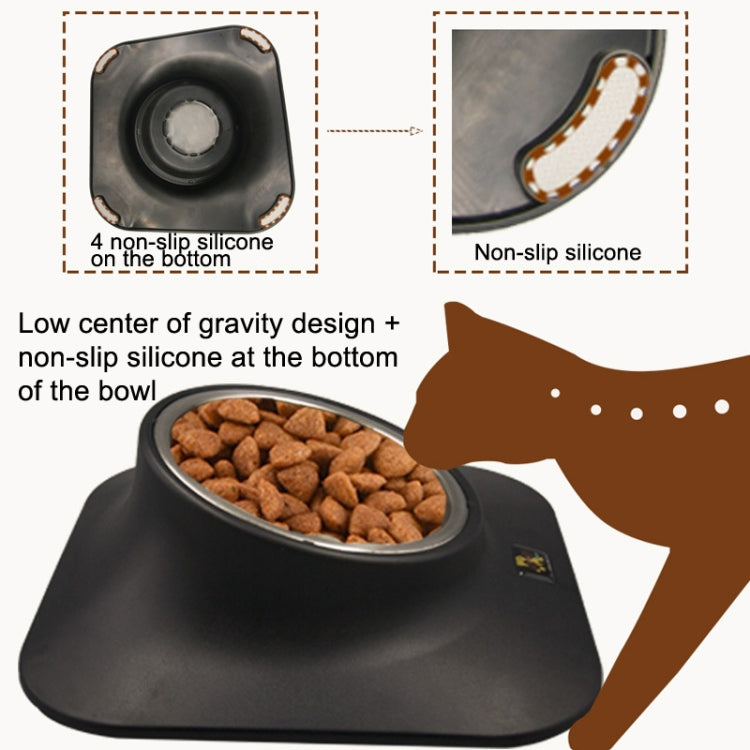 Pugga Pet Ciotola Antiscivolo in Acciaio Inossidabile Cat Dog Mangiatoia per Collo Inclinato, Stile:, Single Bowl Black, Single Bowl Silver Gray, Double Bowl Black, Double Bowl Silver Gray