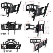 Staffa da parete per schermo LCD TV inclinabile regolabile con rotazione telescopica, modello:, CP402 (26-55 inches), CP501 (32-60 inches), CP502 (32-65 inches)