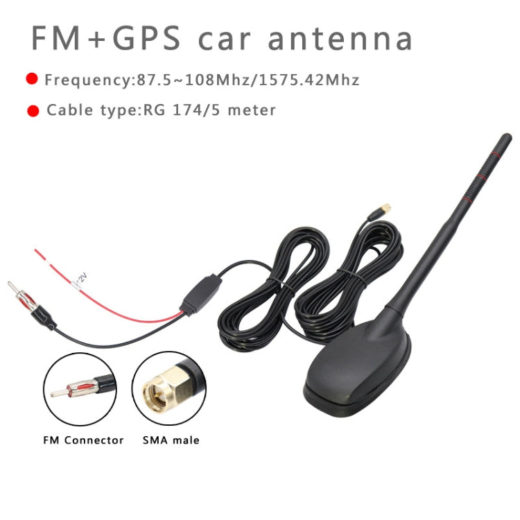 Antenna amplificata per autoradio GPS+FM/AM+DAB, GPS+FM/AM+DAB