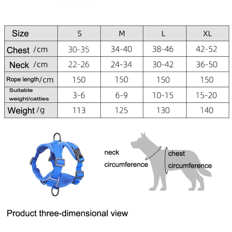 HT-864 Pet Traction Rope Gilet riflettente traspirante per cinturino pettorale per cani, dimensioni:, S, M, L, XL