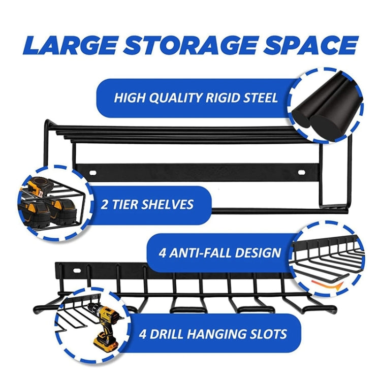 Rack di stoccaggio per utensili da trapano portatile montato a parete, Complete set, Single Rack