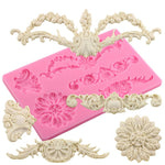 Muffa del silicone del fondente floreale del bordo della torta, CF394
