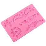 Muffa del silicone del fondente floreale del bordo della torta, CF394