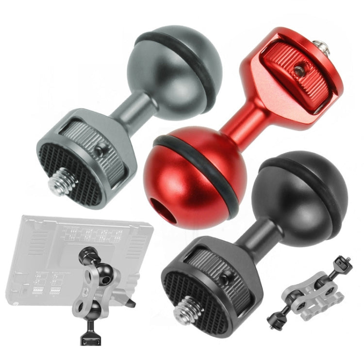 Clip a testa sferica da 2,5 cm per Action Camera Videocamera subacquea Light Diving Joint, Red, Black, Titanium