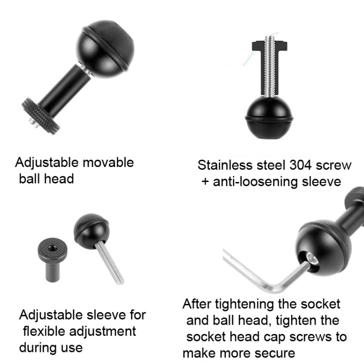 Adattatore vite regolabile per testa a sfera 1/4" compatibile DJI
