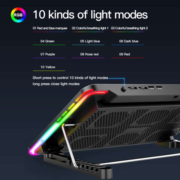 CoolCold F5 Staffa regolabile con 6 ventole per laptop fino 17"