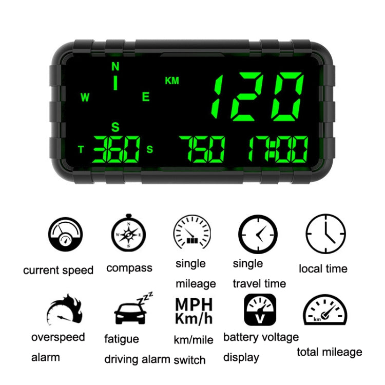 GPS Head-up Display Velocità Chilometraggio Bussola Auto Generale, C3012 GPSHUD