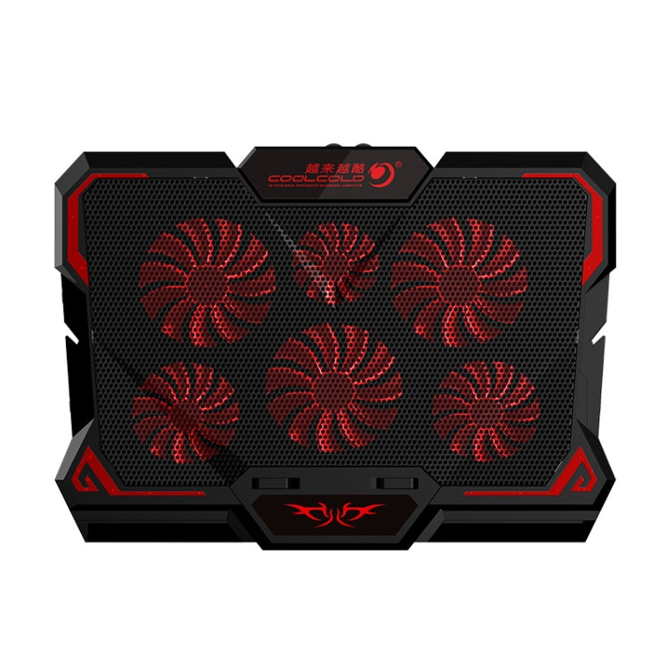 Raffreddatore per laptop da gioco da 17 pollici CoolCold Sei ventole Due porte USB Pad di raffreddamento per laptop da 2600 giri/min
