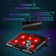 Raffreddatore per laptop da gioco da 17 pollici CoolCold Sei ventole Due porte USB Pad di raffreddamento per laptop da 2600 giri/min