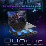 Raffreddatore per laptop da gioco da 17 pollici CoolCold Sei ventole Due porte USB Pad di raffreddamento per laptop da 2600 giri/min