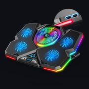 CoolCold Five Fans 2 Porte USB Laptop Cooler Gaming Notebook Cool Stand, Versione:, Touch Symphony Blue, Touch Symphony Red, Dial Adjust Basic Blue