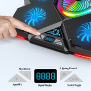 CoolCold Five Fans 2 Porte USB Laptop Cooler Gaming Notebook Cool Stand, Versione:, Touch Symphony Blue, Touch Symphony Red, Dial Adjust Basic Blue