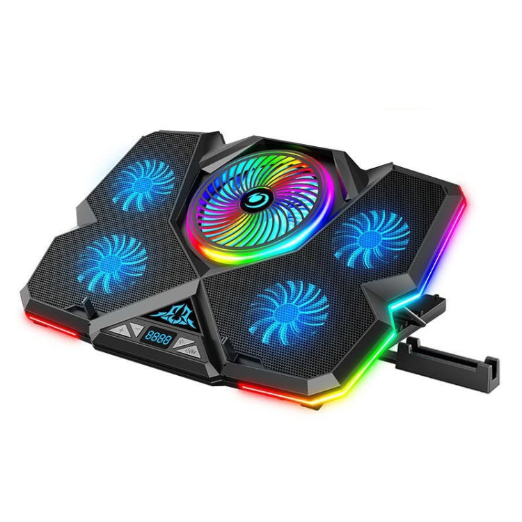 CoolCold Five Fans 2 Porte USB Laptop Cooler Gaming Notebook Cool Stand, Versione:, Touch Symphony Blue, Touch Symphony Red, Dial Adjust Basic Blue