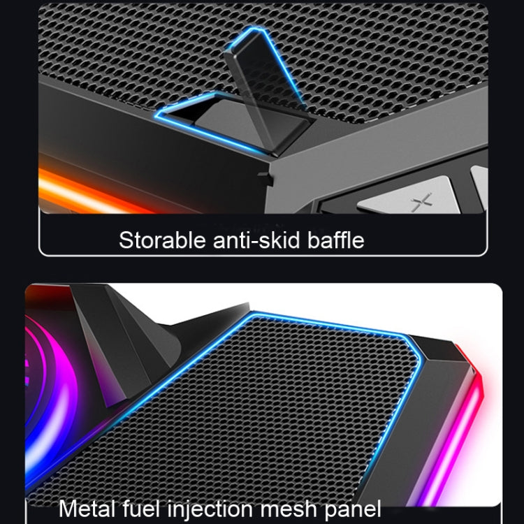 CoolCold Five Fans 2 Porte USB Laptop Cooler Gaming Notebook Cool Stand, Versione:, Touch Symphony Blue, Touch Symphony Red, Dial Adjust Basic Blue