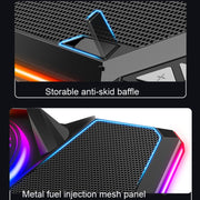 CoolCold Five Fans 2 Porte USB Laptop Cooler Gaming Notebook Cool Stand, Versione:, Touch Symphony Blue, Touch Symphony Red, Dial Adjust Basic Blue