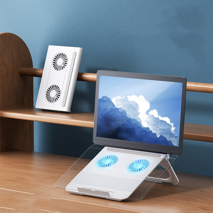D33 Staffa di raffreddamento per laptop a 2 ventole Staffa per tablet sollevabile portatile pieghevole, White, Black