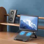 D33 Staffa di raffreddamento per laptop a 2 ventole Staffa per tablet sollevabile portatile pieghevole, White, Black