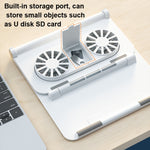 D33 Staffa di raffreddamento per laptop a 2 ventole Staffa per tablet sollevabile portatile pieghevole, White, Black