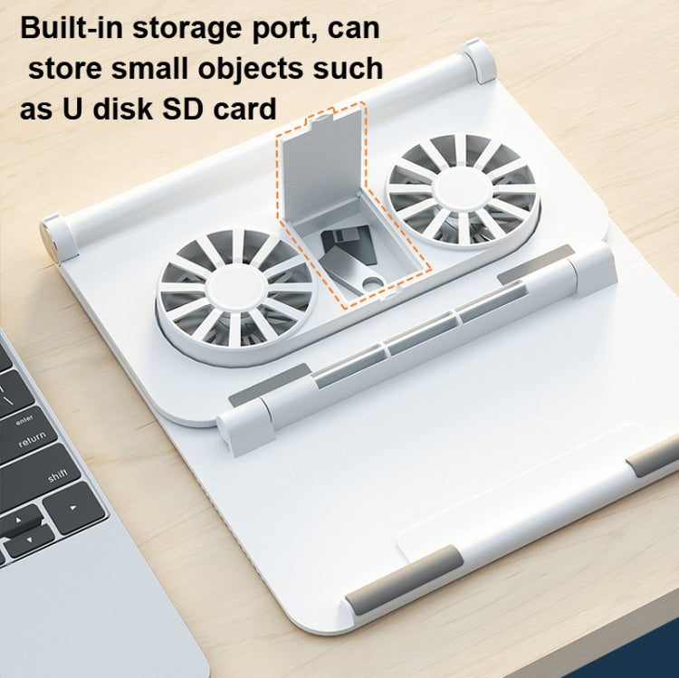 D33 Staffa di raffreddamento per laptop a 2 ventole Staffa per tablet sollevabile portatile pieghevole, White, Black