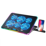 ICE COOREL K15 6-Fans Supporto per laptop con schermo LCD regolabile Radiatore con luce RGB per atmosfera, K15 6-Fans