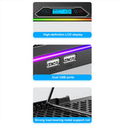 ICE COOREL K15 6-Fans Supporto per laptop con schermo LCD regolabile Radiatore con luce RGB per atmosfera, K15 6-Fans
