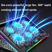 ICE COOREL K15 6-Fans Supporto per laptop con schermo LCD regolabile Radiatore con luce RGB per atmosfera, K15 6-Fans