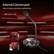 Microfono pick-up omnidirezionale JK Scheda audio integrata Microfono da gioco flessibile, 3.5mm, USB