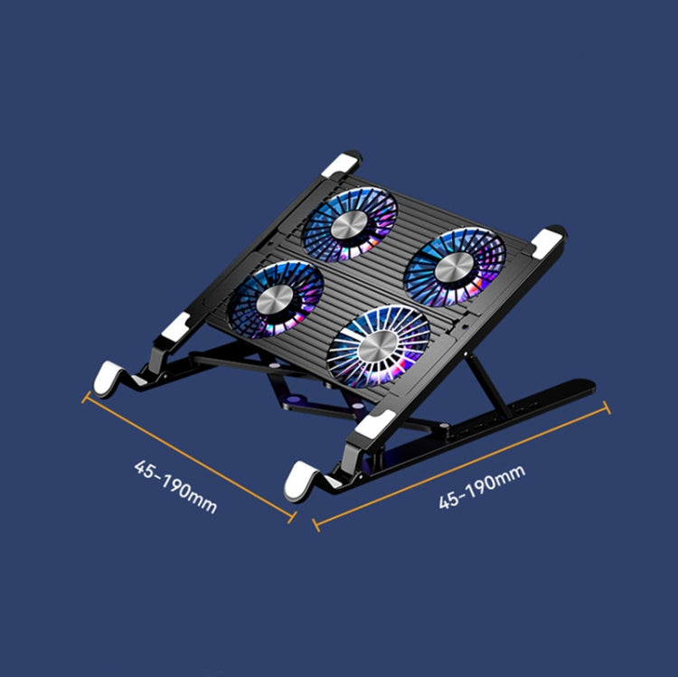 Staffa per radiatore per laptop Base di raffreddamento raffreddata ad aria per archiviazione pieghevole, stile:, Double Fan, Four Fan