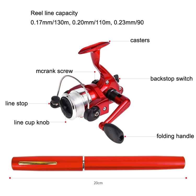 Canna da pesca tipo penna LEO e mulinello da pesca con mulinello da pesca attrezzatura da pesca tascabile portatile, H8022B Black, H8022BL Blue, H8022G Gold, H8022PU Purple, H8022R Red, H8022 Silver