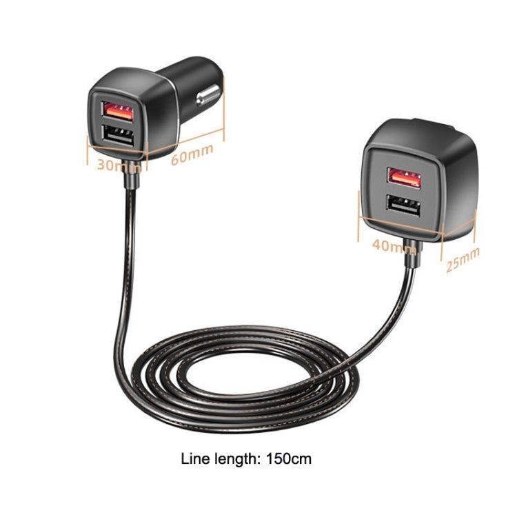 One For Four Car Charger QC3.0 Fast Charge 4USB Caricabatteria per auto anteriore e posteriore per auto, stile:, Standard Edition, Upgraded Edition