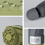 LY-0621 Ombrello a cinque pieghe a sei ossa Ombrello solare semplice con colla nera, Six-bone Turmeric, Six-bone Midsummer Pink, Six-bone Haze Blue, Six-bone Matcha Green, Six-bone Navy, Six-bone Ink Green