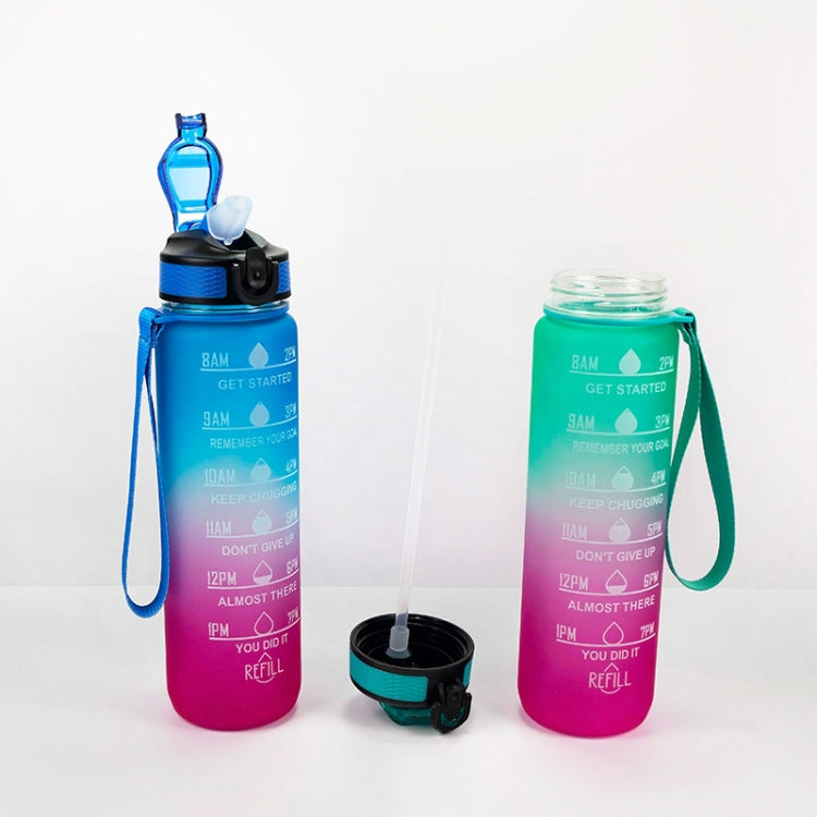 1000ml Gradient Space Cup Sport Bottle Bounce Lid Straw Cup, Orange -green Gradient, Blue and Red Gradient, Green and Red Gradient, Yellow Purple Gradient, Black, Blue, Green
