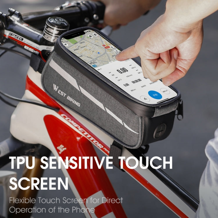 WEST BIKING 7 pollici Mountain Bike Telefono cellulare Touch Screen Borsa frontale, Black, Black Gray