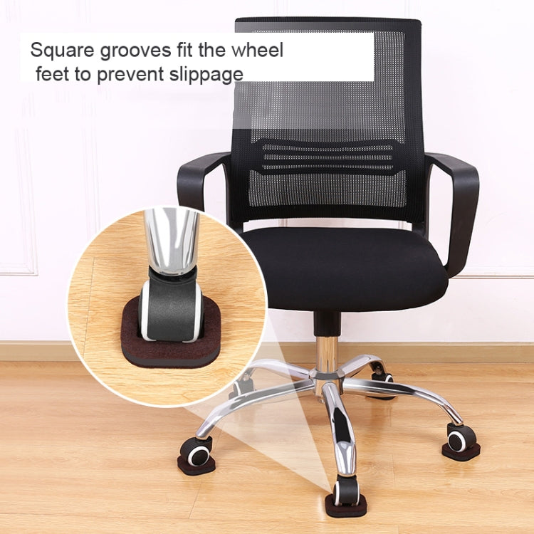 5 PCS Computer Seat Pulley Holder Roller Pad antiscivolo, Square Bean-colored Felt Bottom, Square Brown Felt Bottom, Round Bean Color Plastic Bottom, Round Black Plastic Bottom