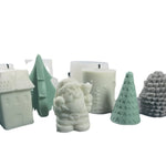 Stampo in silicone per gesso aromaterapico per candele natalizie fai-da-te, forma:, Santa, Simple Christmas Tree, Triangular Christmas Tree, Christmas Gift, Single Stereo, Snow House 3, Single Christmas Cylinder, Origami Christmas Tree                 ...