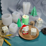 Stampo in silicone per gesso aromaterapico per candele natalizie fai-da-te, forma:, Santa, Simple Christmas Tree, Triangular Christmas Tree, Christmas Gift, Single Stereo, Snow House 3, Single Christmas Cylinder, Origami Christmas Tree                 ...