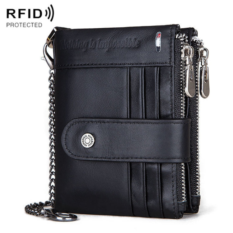 Portafoglio uomo in pelle con doppia cerniera e RFID